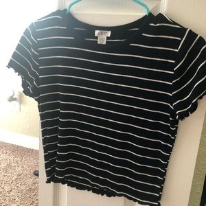 black and white striped fitted top
